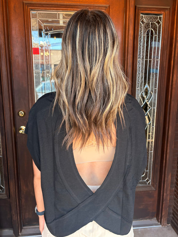 Inspired Open Back Top - Black
