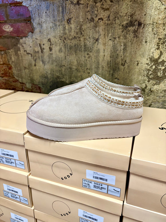 Cream Platform Slippers