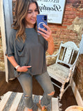 Luxe Ribbed Tee- Sage