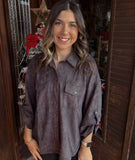 Charcoal Suede Button Down