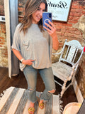 Luxe Ribbed Tee- Gray