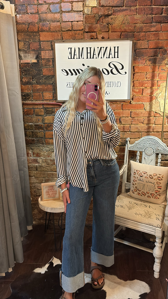 Kathryn Black Stripe Top