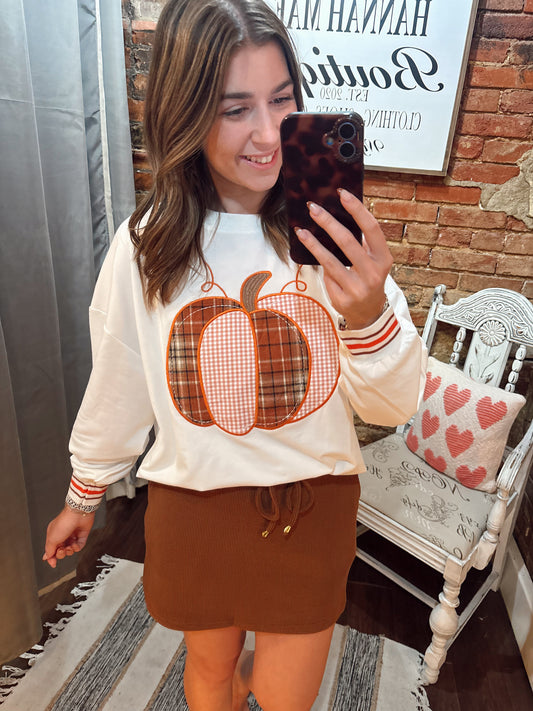 Varsity Pumpkin Long Sleeve Top