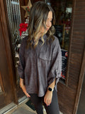 Charcoal Suede Button Down