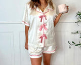 Satin Bow Pjs- Pink