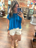 Inspired Open Back Top- Blue