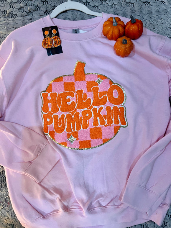 Hello Pumpkin Sweatshirt- Pink