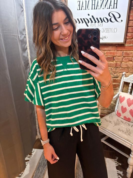 Ruffles & Stripes Top - Green