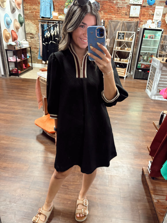 Jessie Jacquard Dress- Blk