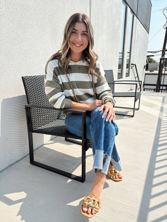 Sassy Striped Hoodie Top