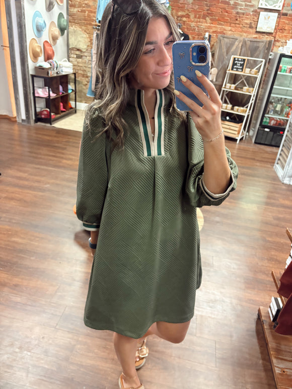 Jessie Jacquard Dress- Green